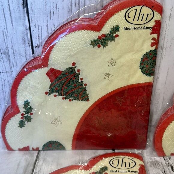 Vintage Ideal Home Range IHR Christmas Tree Round Napkins 12 Count NEW set of 4 - Picture 3 of 8